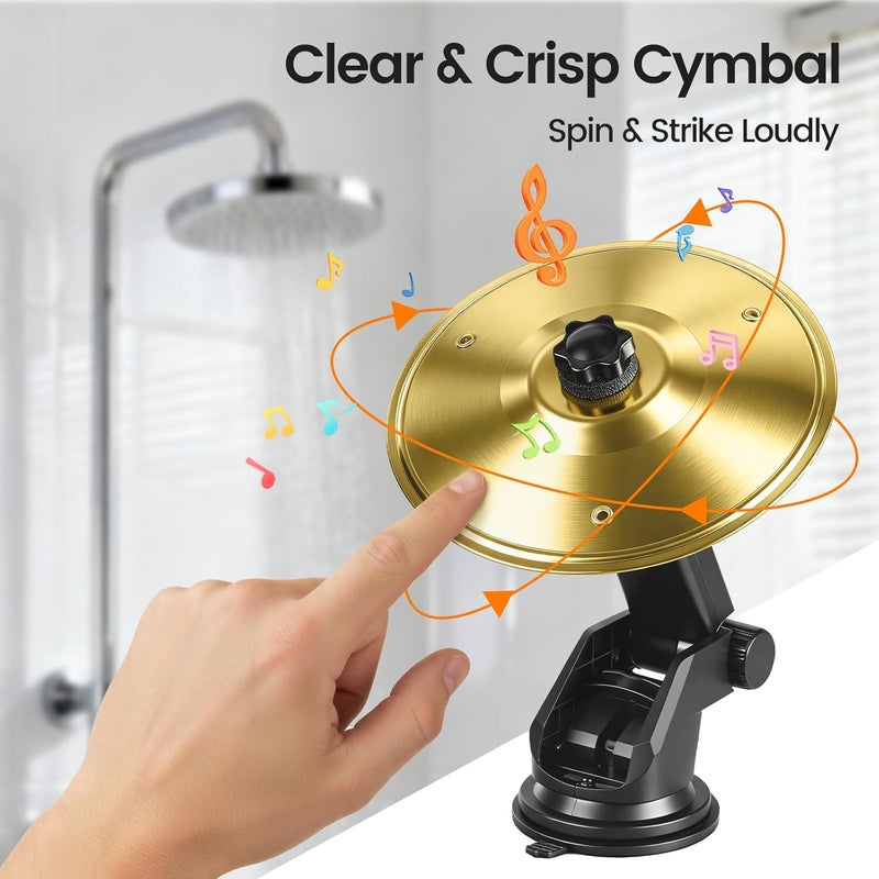 heetipuk Bathroom Cymbal with Strong Suction Cup,Valentines Day Gifts for Him Mens Boyfriend, 360°Spinning Mini Car Cymbal Drum for Car Dashboard,Music Lovers,Cajon, Djembe, Home Family Party Gift Ride Cymbals - Image 5